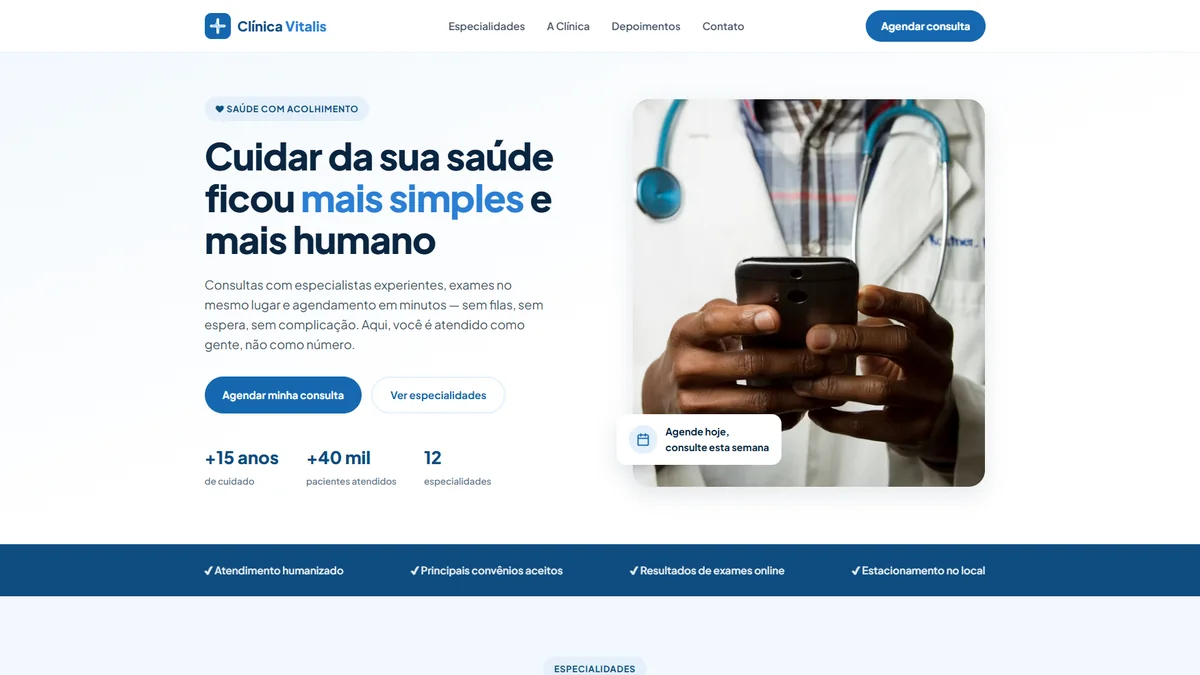 Modelo de site para clínica